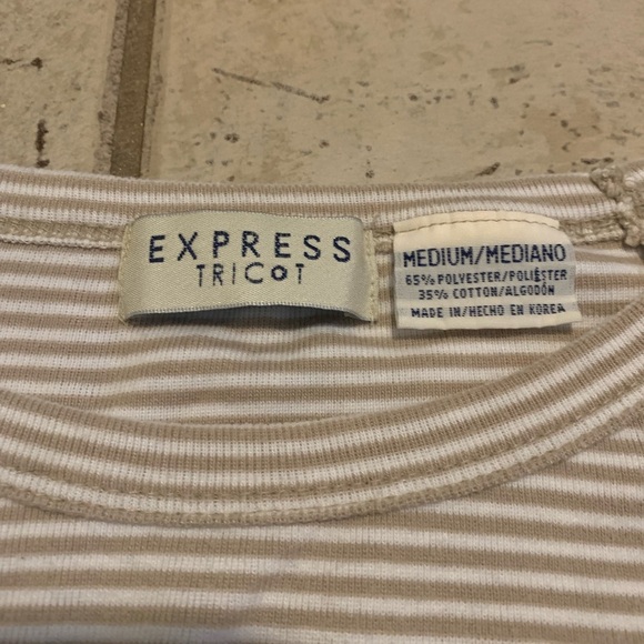 Express Tricot Vintage 90s Striped 3/4 Sleeve Top - Size Medium - Picture 2 of 5